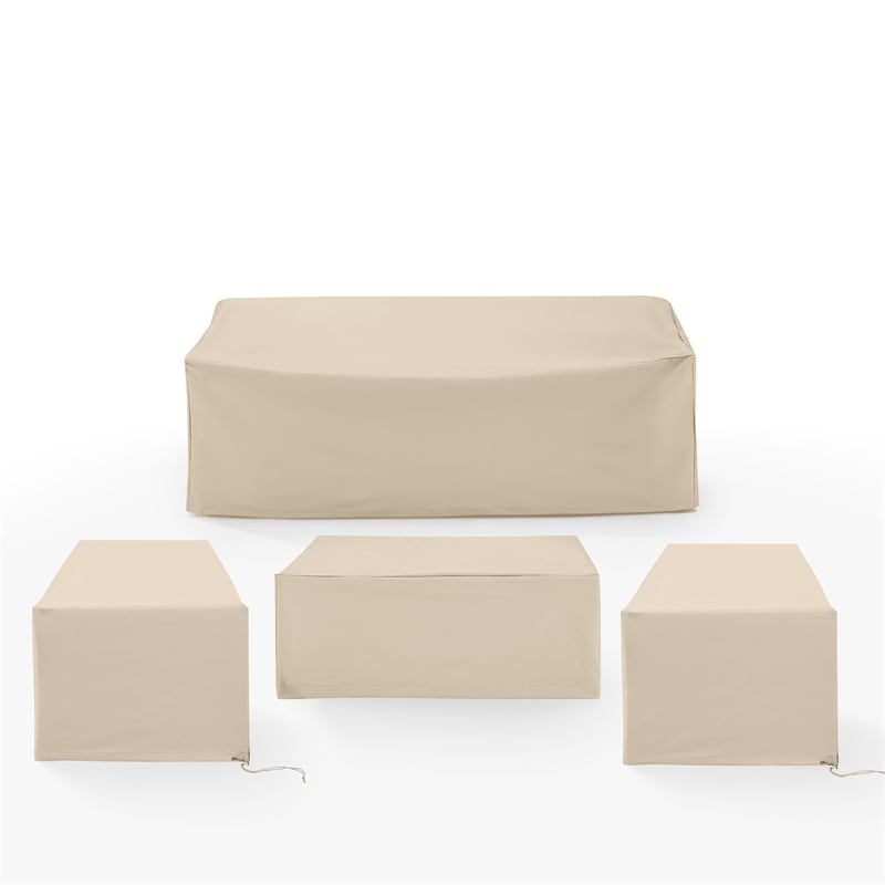 Crosley Furniture Covers 4-Piece Vinyl Outdoor Sofa Cover Set in Tan