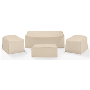 Crosley Furniture Covers 4-Piece Vinyl Outdoor Sofa Cover Set in Tan