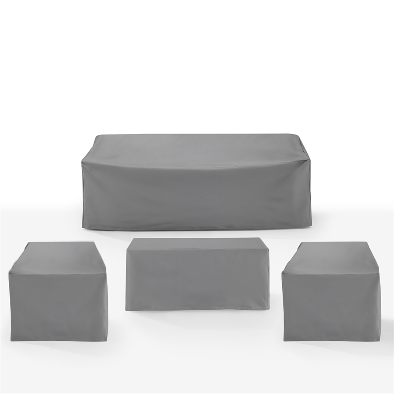 Crosley Furniture Covers 4-Piece Vinyl Outdoor Sofa Cover Set in Gray