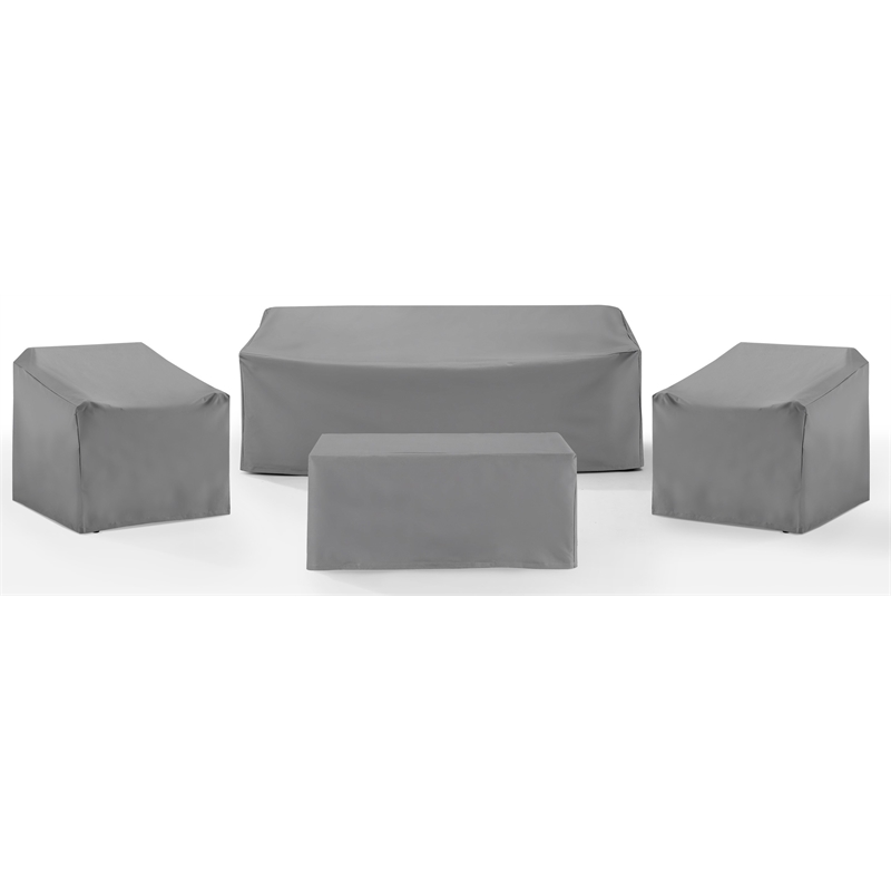 Crosley Furniture Covers 4-Piece Vinyl Outdoor Sofa Cover Set in Gray