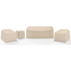 Crosley Furniture Covers 4-Piece Traditional Vinyl Outdoor Sofa Cover Set in Tan