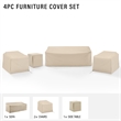 Crosley Furniture Covers 4-Piece Traditional Vinyl Outdoor Sofa Cover Set in Tan