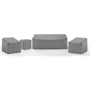 Crosley Furniture Covers 4-Piece Traditional Vinyl Sofa Cover Set in Gray