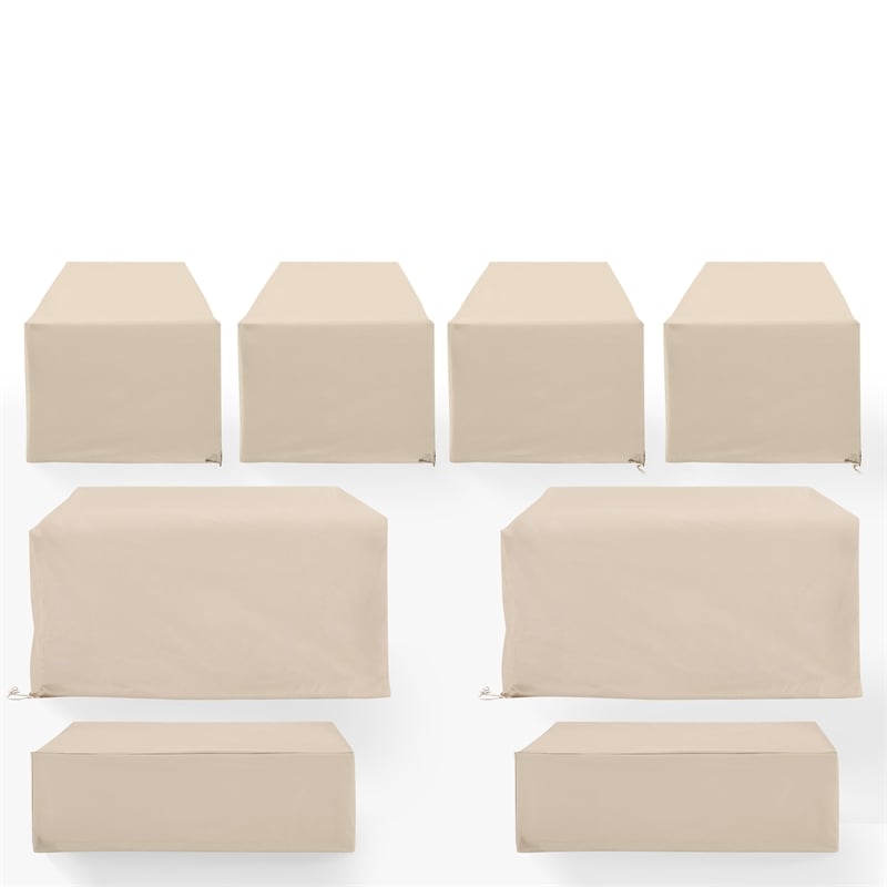 Crosley Furniture Covers 8-Piece Traditional Vinyl Outdoor Sofa Cover Set in Tan
