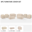 Crosley Furniture Covers 8-Piece Traditional Vinyl Outdoor Sofa Cover Set in Tan