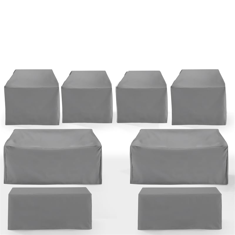 Crosley Furniture Covers 8-Piece Traditional Vinyl Sofa Cover Set in Gray