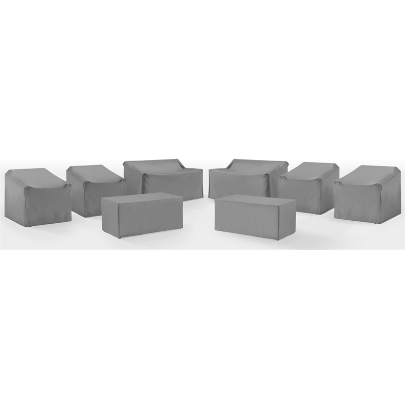 Crosley Furniture Covers 8-Piece Traditional Vinyl Sofa Cover Set in Gray