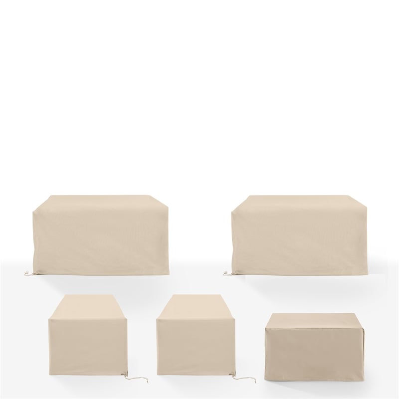 Crosley Furniture Covers 5-Piece Vinyl Outdoor Sectional Cover Set in Tan