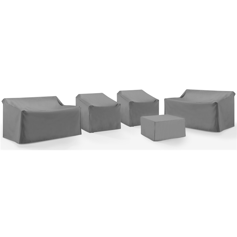 Crosley Furniture Covers 5-Piece Vinyl Outdoor Sectional Cover Set in Gray