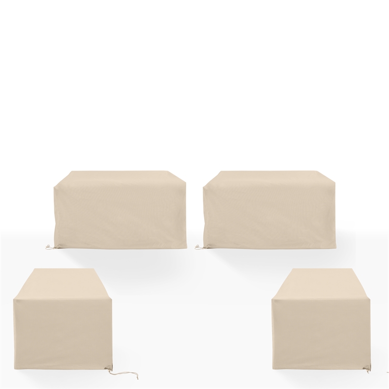 Crosley Furniture Covers 4-Piece Vinyl Outdoor Sectional Cover Set in Tan
