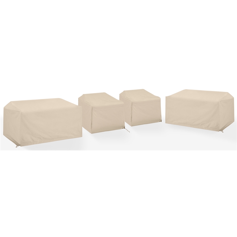 Crosley Furniture Covers 4-Piece Vinyl Outdoor Sectional Cover Set in Tan