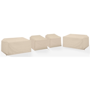 Crosley Furniture Covers 4-Piece Vinyl Outdoor Sectional Cover Set in Tan