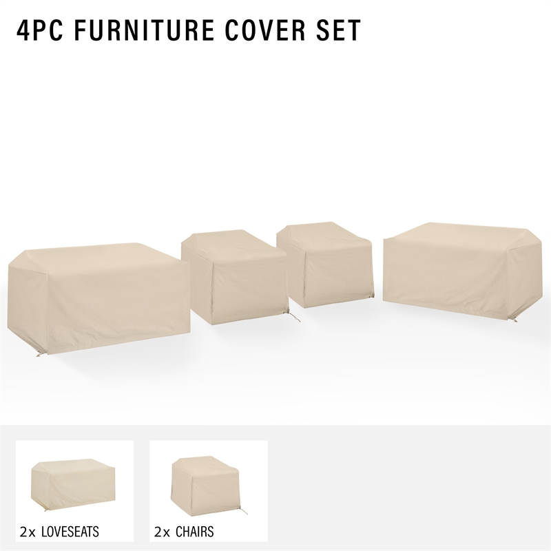Crosley Furniture Covers 4-Piece Vinyl Outdoor Sectional Cover Set in Tan