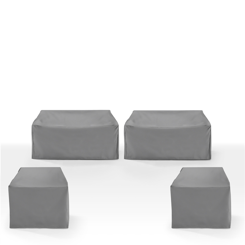 Crosley Furniture Covers 4-Piece Vinyl Outdoor Sectional Cover Set in Gray
