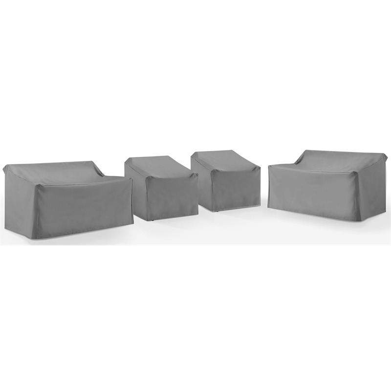 Crosley Furniture Covers 4-Piece Vinyl Outdoor Sectional Cover Set in Gray