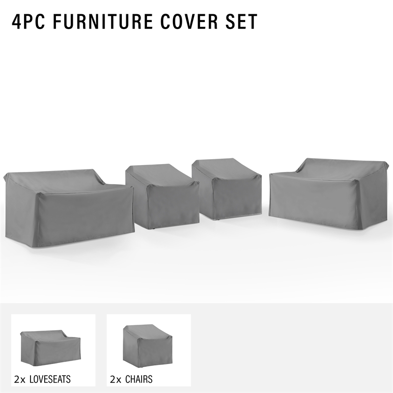 Crosley Furniture Covers 4-Piece Vinyl Outdoor Sectional Cover Set in Gray