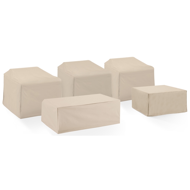 Crosley Furniture Covers 5-Piece Vinyl Outdoor Sectional Cover Set in Tan