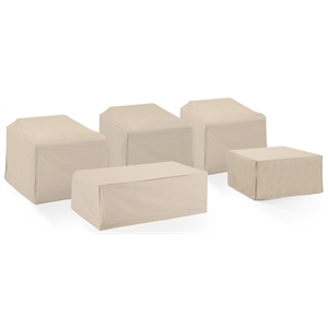 Crosley Furniture Covers 5-Piece Vinyl Outdoor Sectional Cover Set in Tan