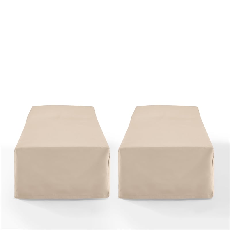 Crosley Furniture Covers Vinyl Outdoor Chaise Lounge Cover in Tan (Set of 2)
