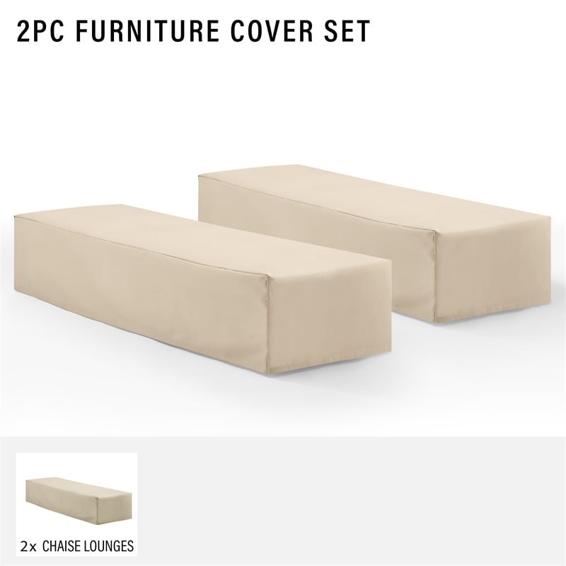 Crosley Furniture Covers Vinyl Outdoor Chaise Lounge Cover in Tan (Set of 2)