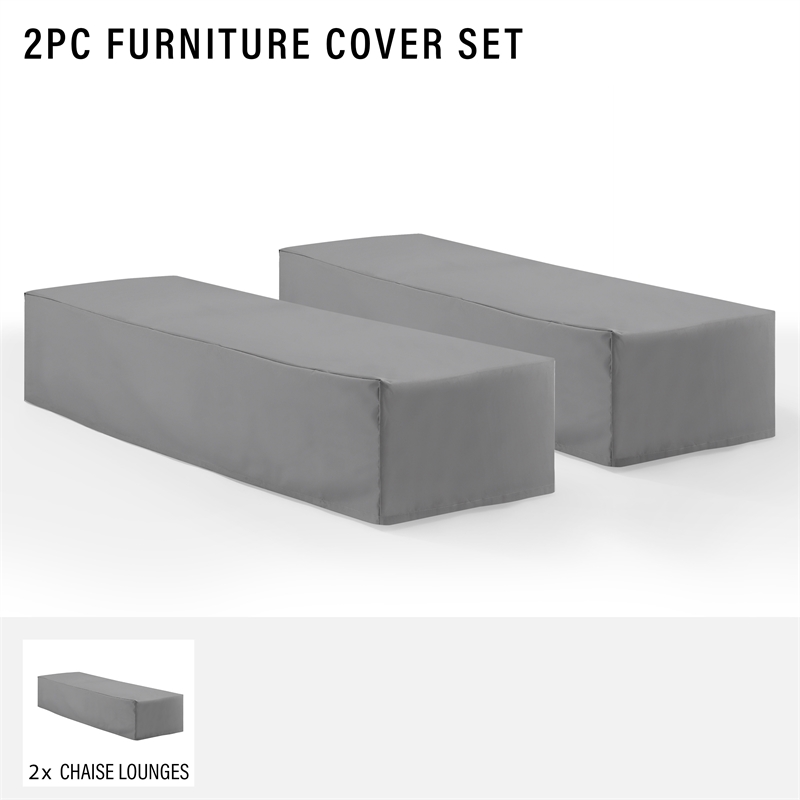 Crosley Furniture Covers Vinyl Outdoor Chaise Lounge Cover in Gray (Set of 2)