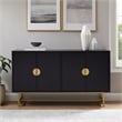 Crosley Furniture Blair Mid-Century Wood/Steel Sideboard in Matte Black/Gold