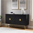 Crosley Furniture Blair Mid-Century Wood/Steel Sideboard in Matte Black/Gold