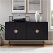 Crosley Furniture Blair Mid-Century Wood/Steel Sideboard in Matte Black/Gold