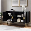 Crosley Furniture Blair Mid-Century Wood/Steel Sideboard in Matte Black/Gold