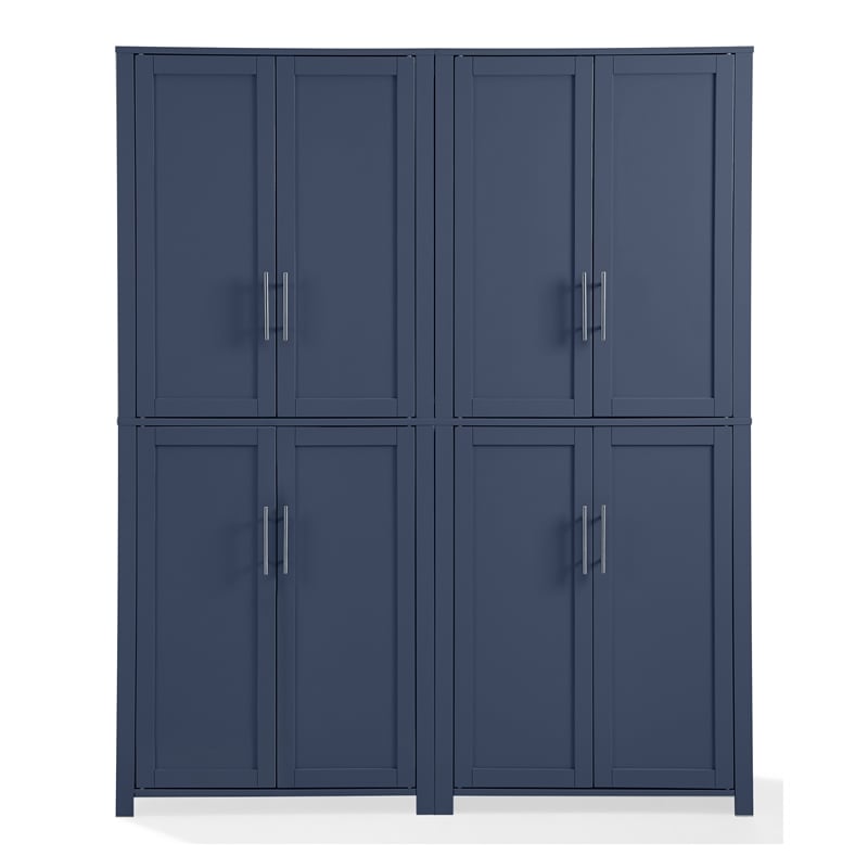 Crosley Furniture Savannah 2pc Traditional Wood Kitchen Storage Pantry in Navy