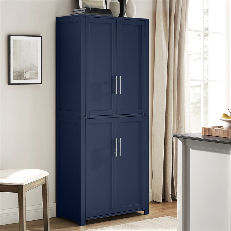 Crosley Furniture Savannah Traditional Wood Kitchen Storage Pantry in Navy