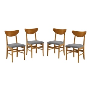 Crosley Furniture Landon 18.5&quot Wood Dining Chair in Acorn Brown/Gray (Set of 4)
