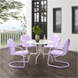 Crosley Tulip 5 Piece Retro Outdoor Dining Set in Lavender