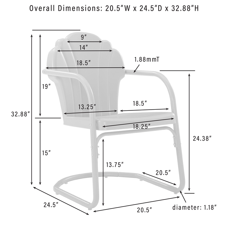 Crosley Tulip 3 Piece Retro Outdoor Bistro Set in Lavender