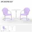 Crosley Tulip 3 Piece Retro Outdoor Bistro Set in Lavender