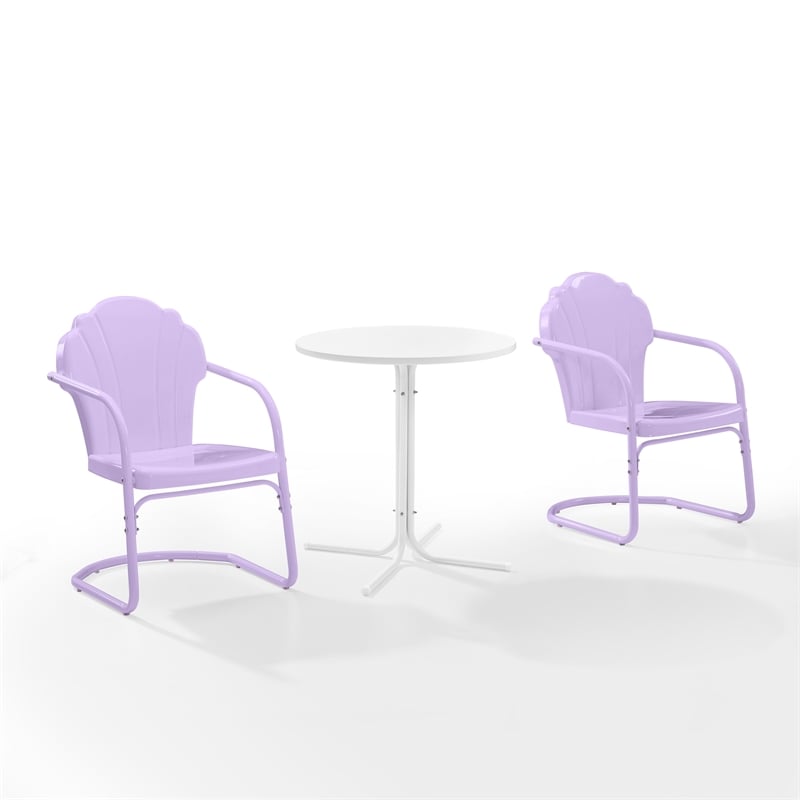 Crosley Tulip 3 Piece Retro Outdoor Bistro Set in Lavender
