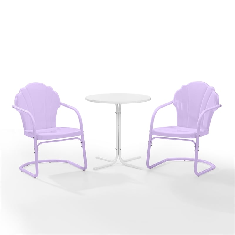 Crosley Tulip 3 Piece Retro Outdoor Bistro Set in Lavender