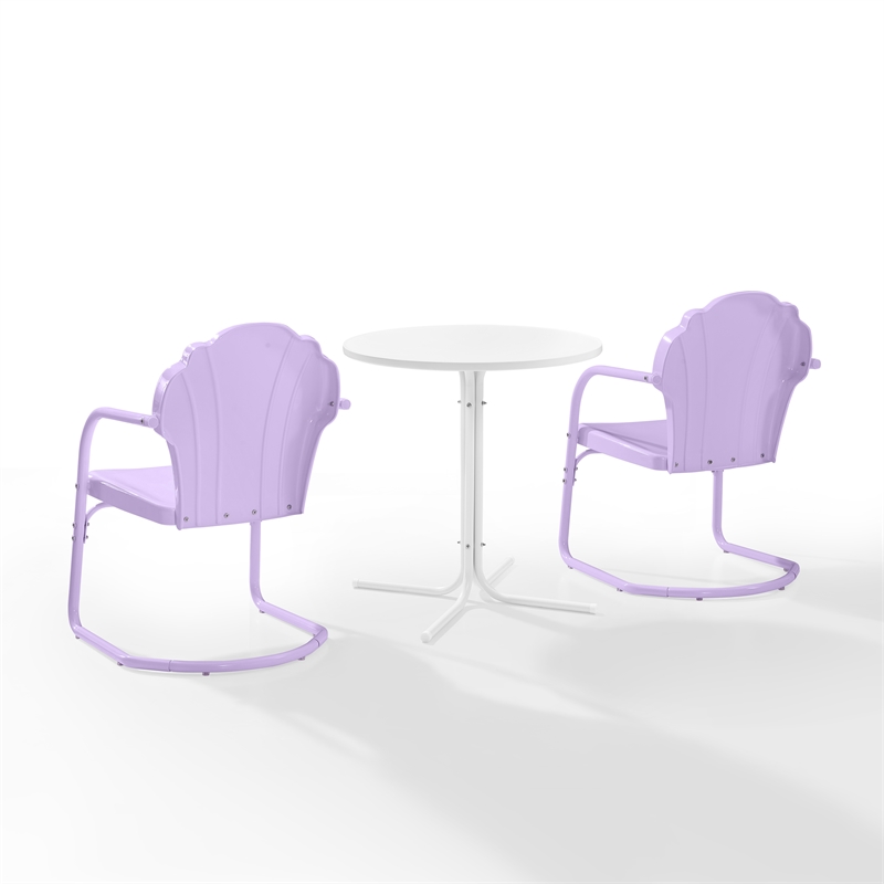 Crosley Tulip 3 Piece Retro Outdoor Bistro Set in Lavender
