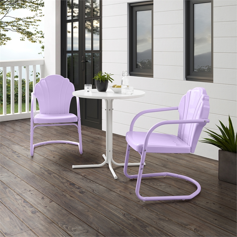 Crosley Tulip 3 Piece Retro Outdoor Bistro Set in Lavender