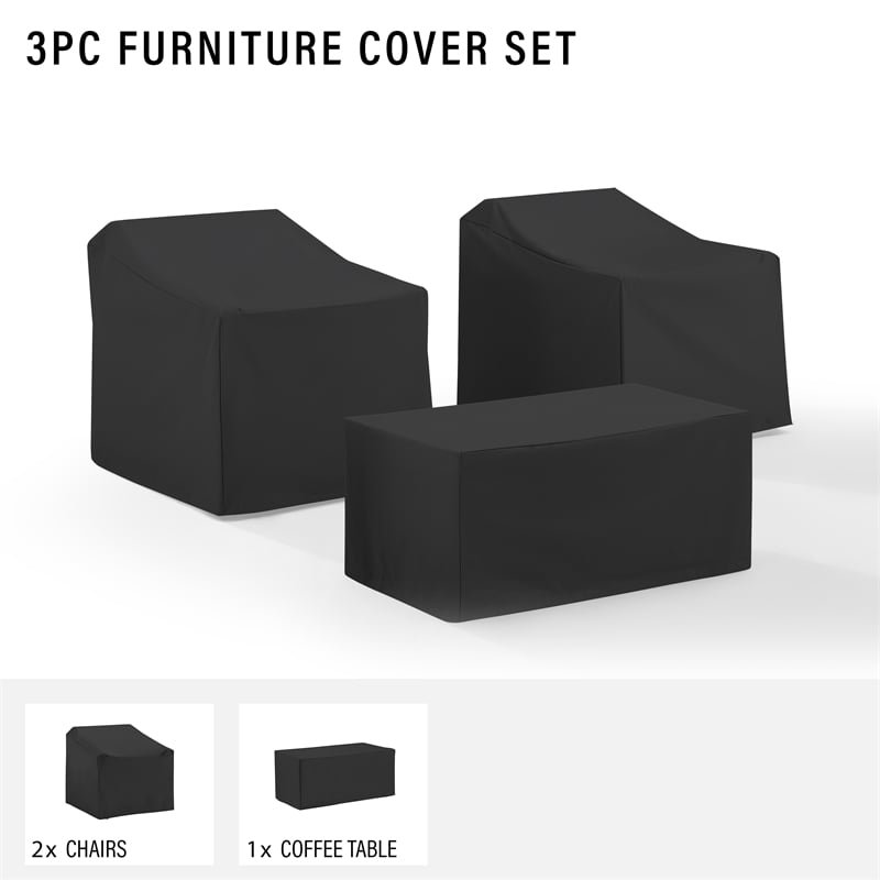 Crosley Furniture 3Pc Outdoor Furniture Cover Set in Black