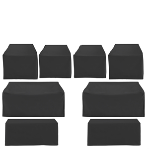 Crosley Furniture 8Pc Outdoor Furniture Cover Set in Black