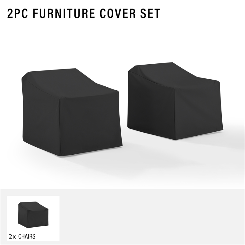 Crosley Furniture 2Pc Outdoor Chair Furniture Cover Set in Black