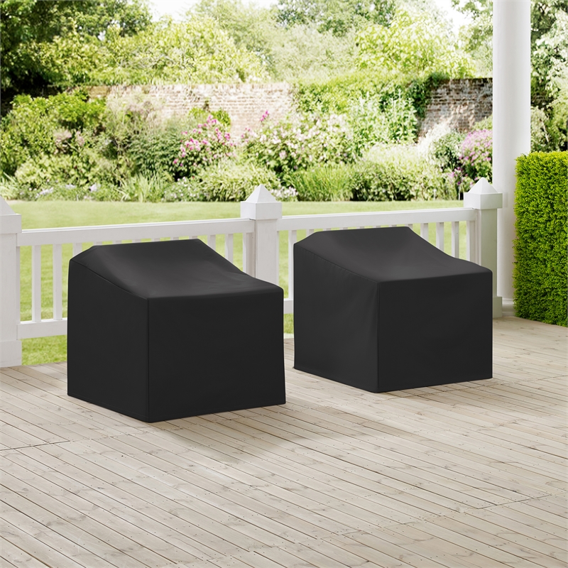 Crosley Furniture 2Pc Outdoor Chair Furniture Cover Set in Black