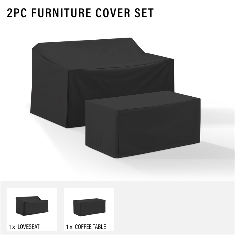 Crosley Furniture 2Pc Outdoor Furniture Cover Set in Black