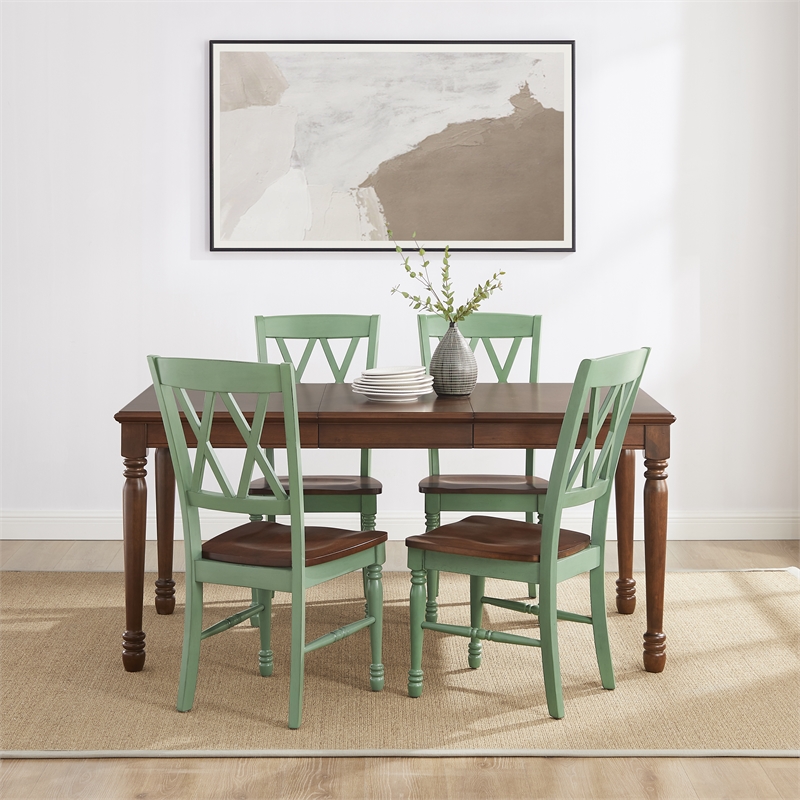 Crosley Furniture Shelby 5-Piece Dining Table Set For 4 in Distressed Teal