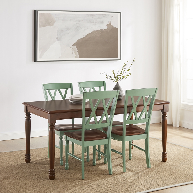 Crosley Furniture Shelby 5-Piece Dining Table Set For 4 in Distressed Teal