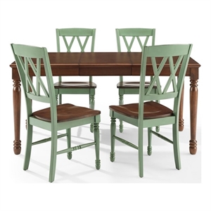 Crosley Furniture Shelby 5-Piece Dining Table Set For 4 in Distressed Teal