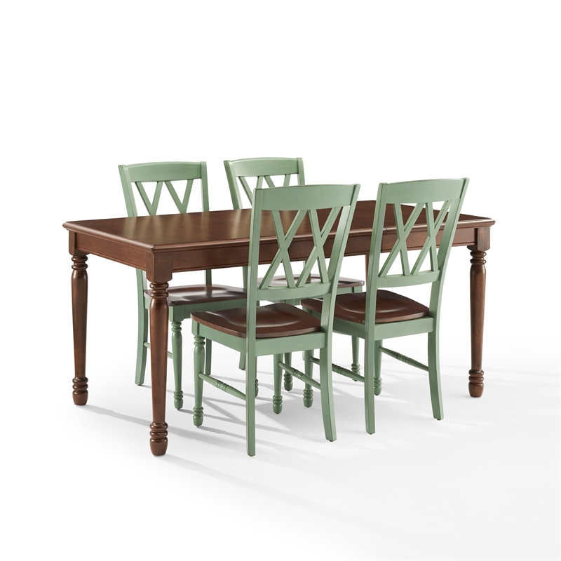 Crosley Furniture Shelby 5-Piece Dining Table Set For 4 in Distressed Teal