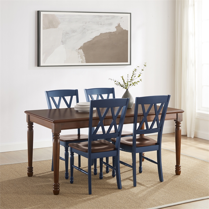 Crosley Furniture Shelby 5-Piece Dining Table Set For 4 in Navy