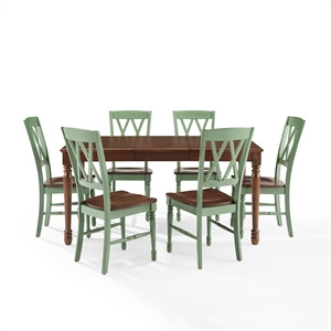 Crosley Furniture Shelby 7-Piece Dining Table Set For 6 in Distressed Teal